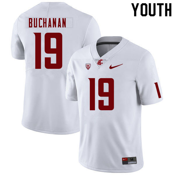 Youth #19 Marshawn Buchanan Washington State Cougars College Football Jerseys Sale-White - Click Image to Close